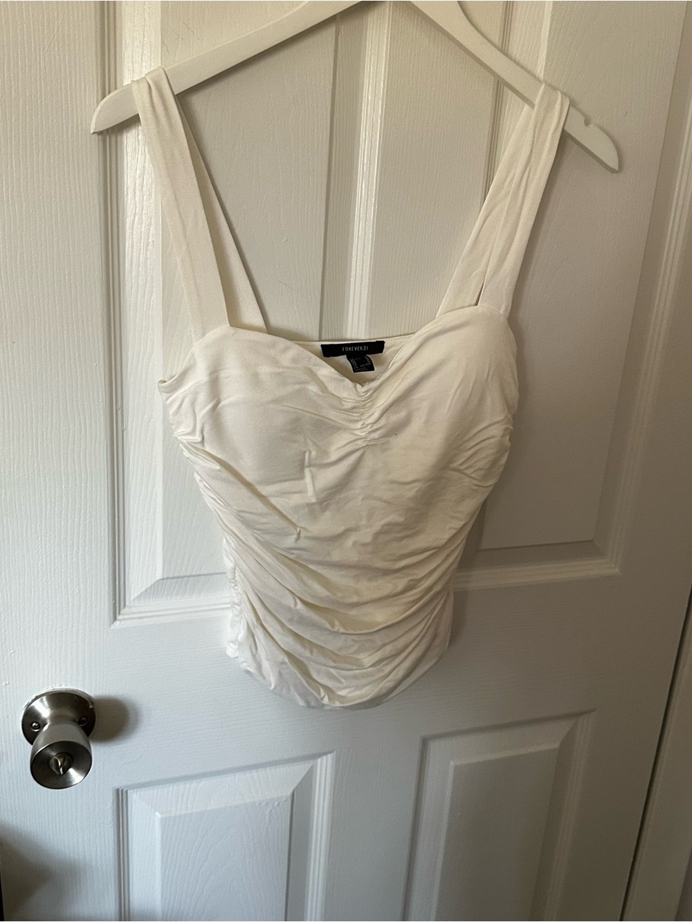 White Rouched Tank Top